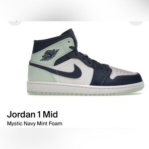 Jordan 1 Mid Navy and Mint Sneakers